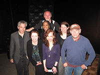 NYC members of Mystery Writers of America read at Bar 82 Left to right: Peter Blauner, Jane Cleland, Persia Walker, Tim O'Mara, Megan Abbott, Stefanie Pintoff, Charles Salzberg